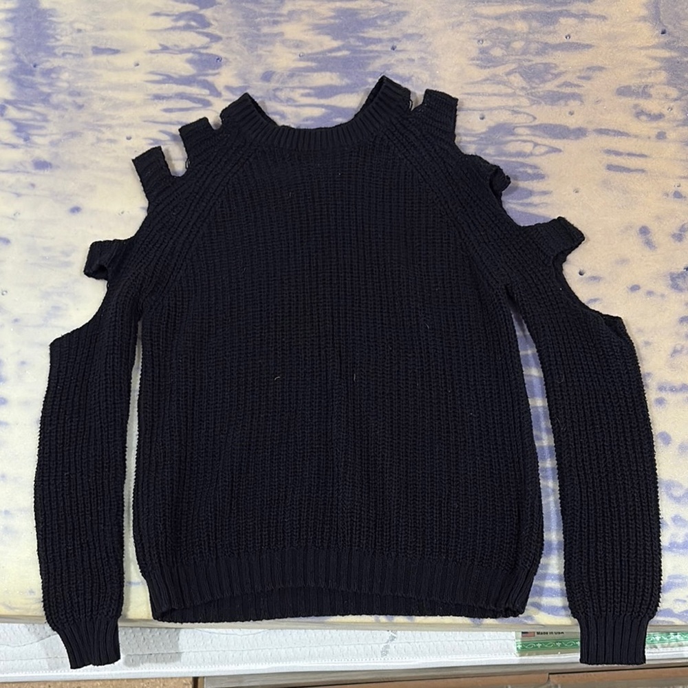 Black Cut-Out Shoulder Sweater